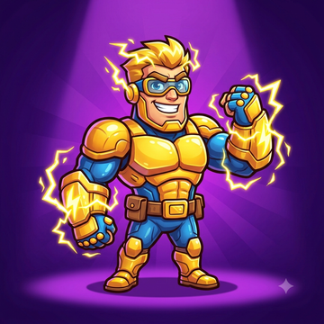 Bolt character portrait — the all-rounder, starter fighter in Arena Blast