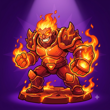 Brasa character portrait — the incendiary, close-range burst in Arena Blast